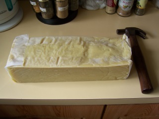The soap block, fresh from the mould